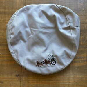 Vintage Newsboy Cap-Embroidered Horse and Carriage-Khaki/Tan-One Size